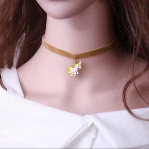 3/$30 Unicorn Faux Velvet Choker Alloy Necklace